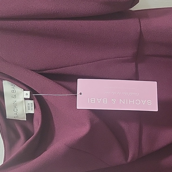 Sachin & Babi Nadia 4-Way Stretch Crepe One Shoulder Gown in Deep Wine - Picture 9 of 11